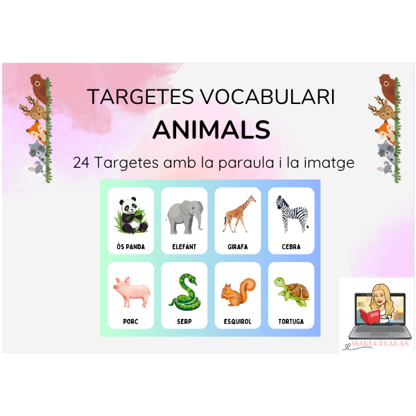 TARGETES VOCABULARI: ANIMALS. 24 TARGETES