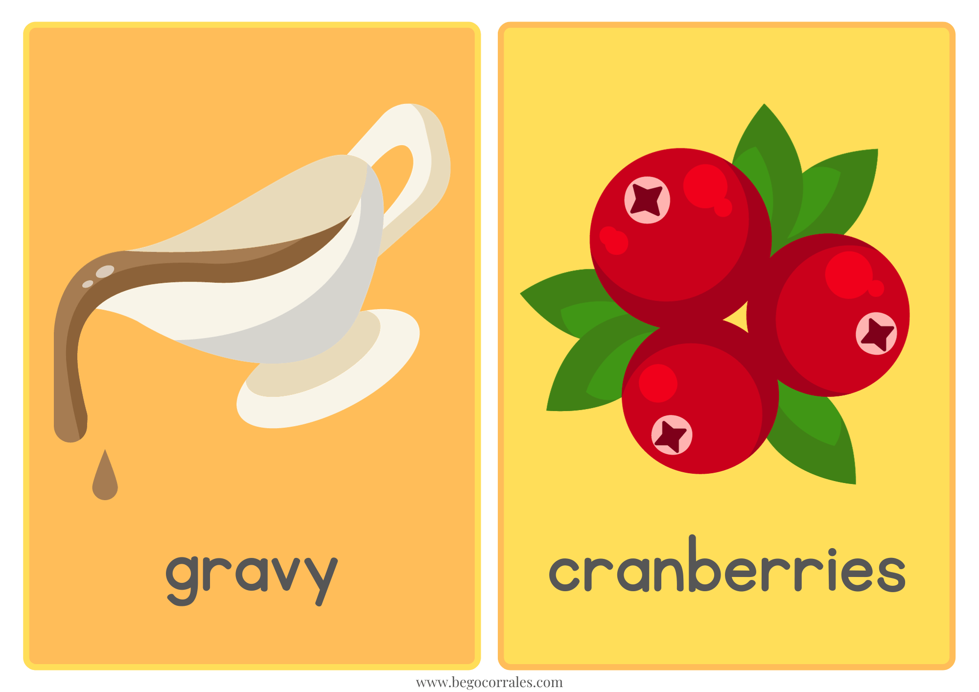 Thanksgiving Vocabulary flascards