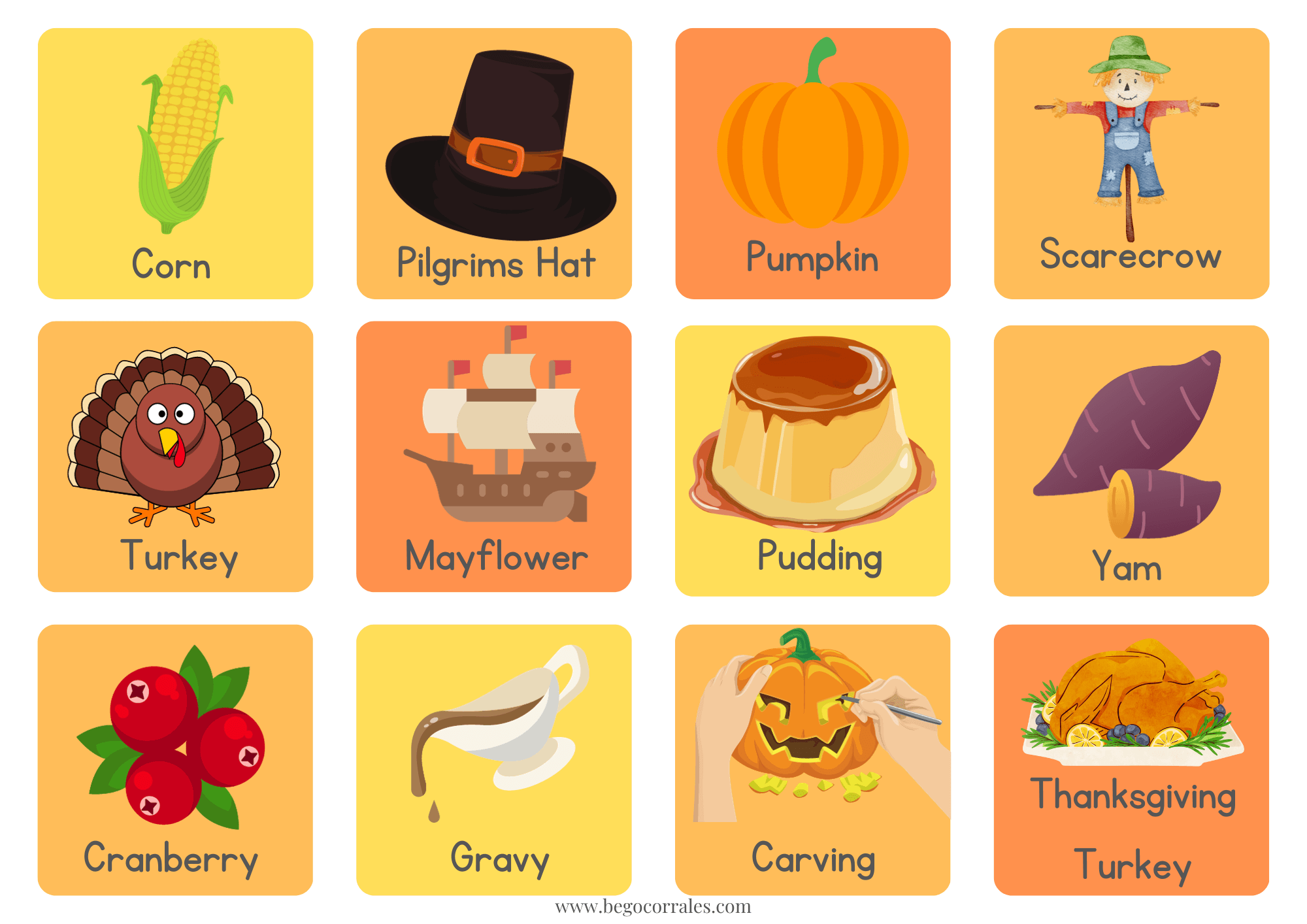 Thanksgiving Day memory cards