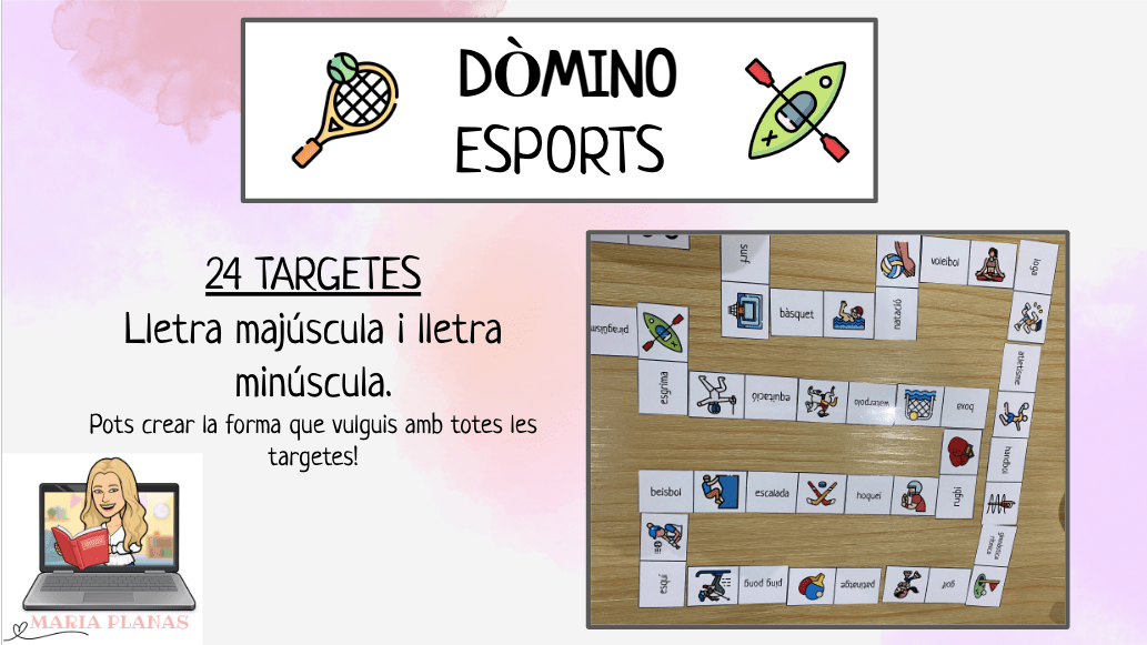 DÒMINO ESPORTS.Domino esports. 24 Targetes. LLETRA MAJÚSCULA I MINÚSCULA.