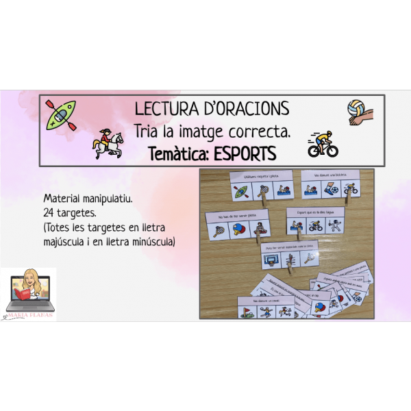 DOSSIER ACTIVITATS LECTOESCRIPTURA ESPORTS. 5 RACONS / JOCS / ESTACIONS APRENENTATGE. MATERIAL MANIPULATIU. Lletra majúscula i minúscula.