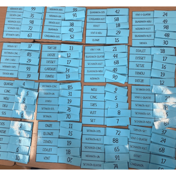 ACTIVITAT MATEMÀTIQUES: LECTURA DE NOMBRES. Material manipulatiu. Relaciona paraula i número.