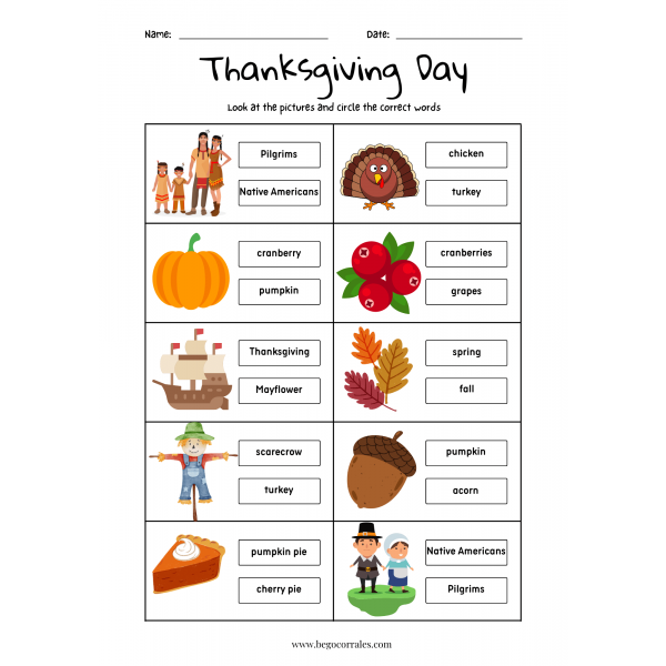 Thanksgiving - Choose the right word