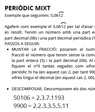 Fraccions generatrius