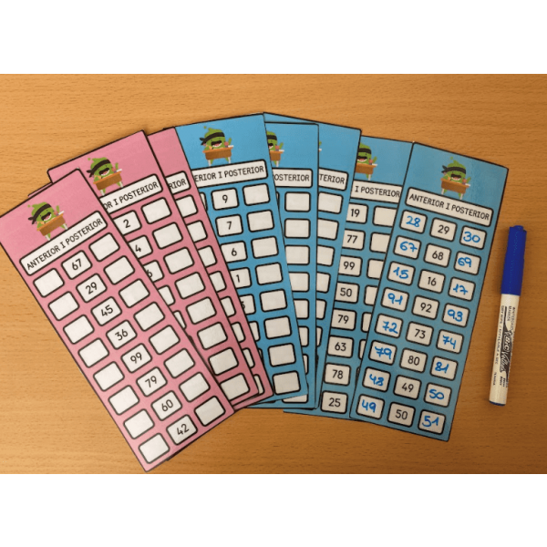 Activitat matemàtiques: Nombre anterior i posterior. Numeració del 1 al 100. 10 plantilles.