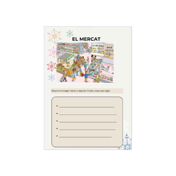 El mercat. Vocabulari i frases simples.