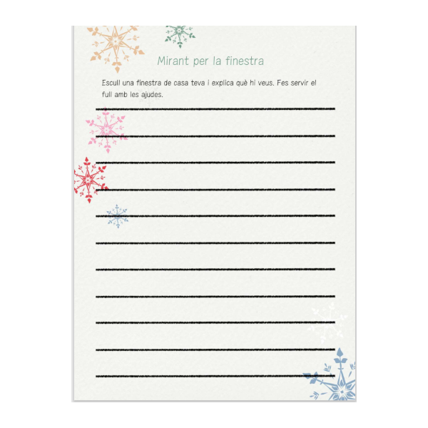 Text descriptiu. Mirant per la finestra.