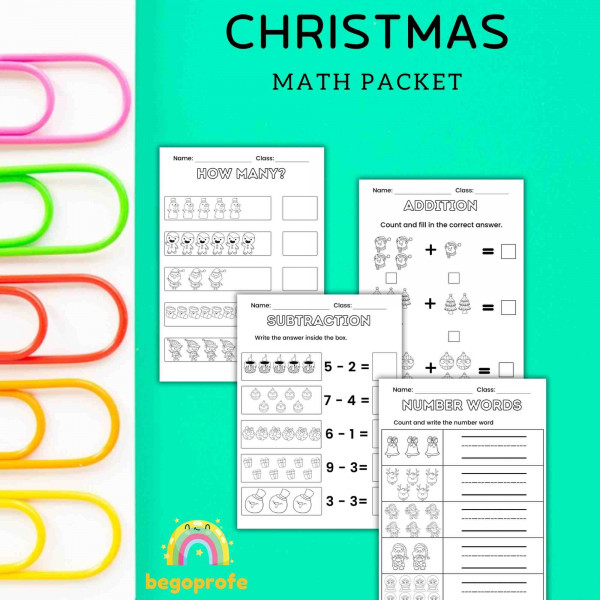 Christmas Math Packet | Counting to 10 worksheets | Addition and subtraction