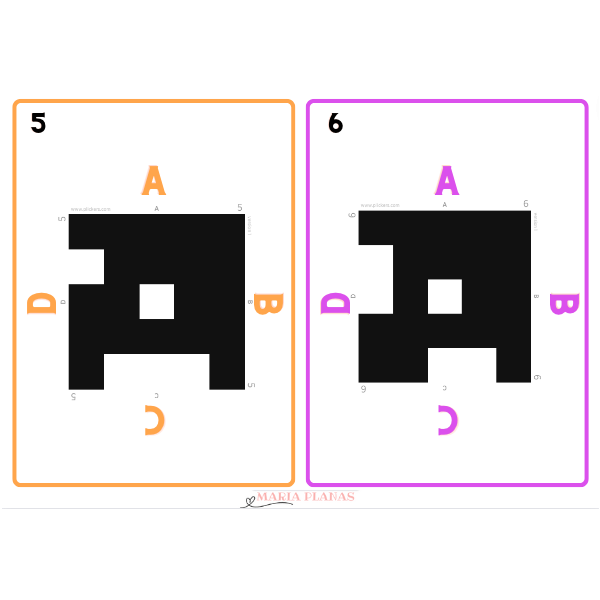 PLANTILLAS PLICKERS. 26 plantillas adaptadas en ocho colores y letras más grandes.