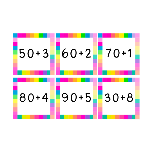 5 memorys de sumes. 24 targetes per memory. Material manipulatiu matemàtiques. Càlcul mental.