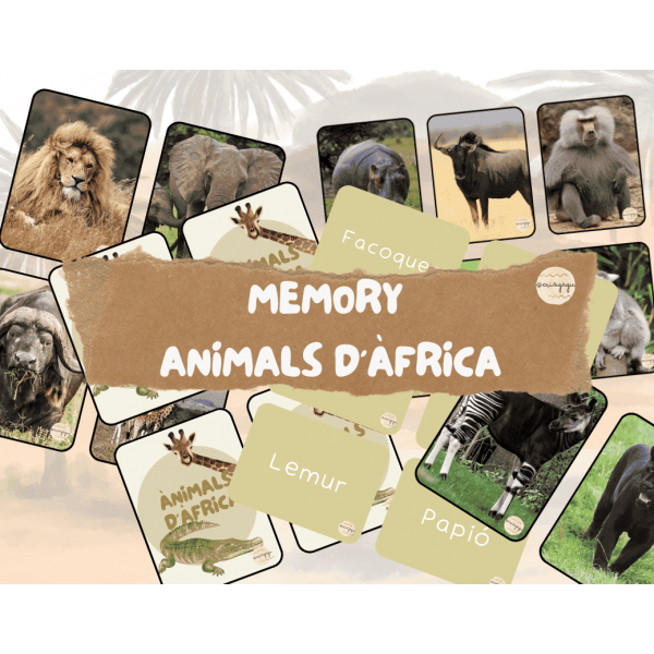 MEMORY D'ANIMALS D'ÀFRICA IMATGE-PARAULA