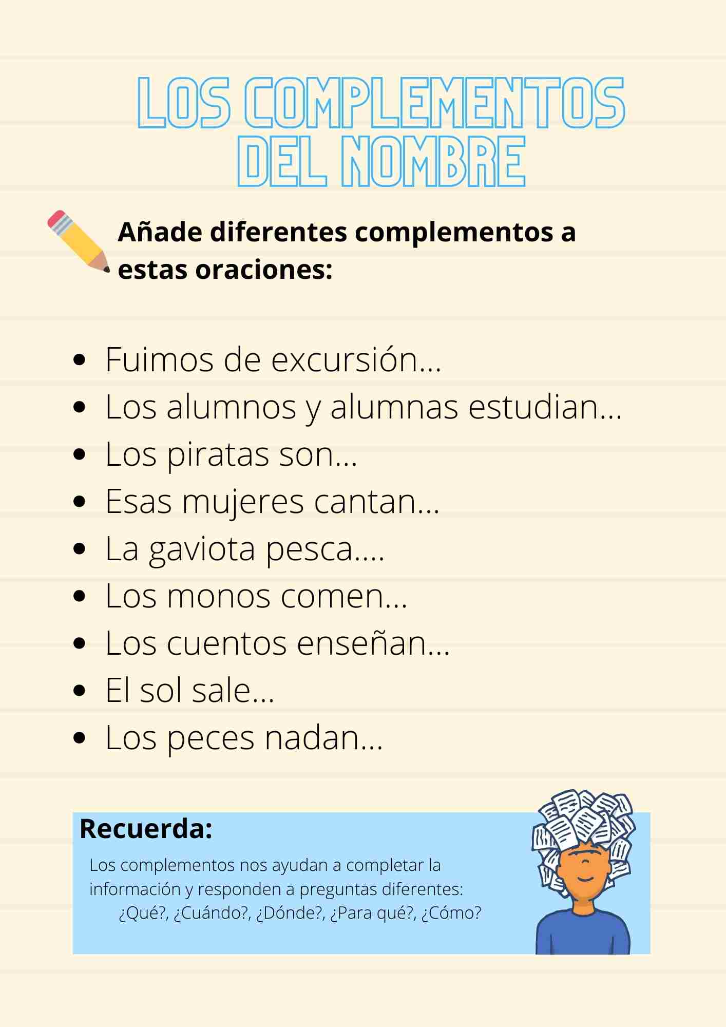 Los complementos el nombre