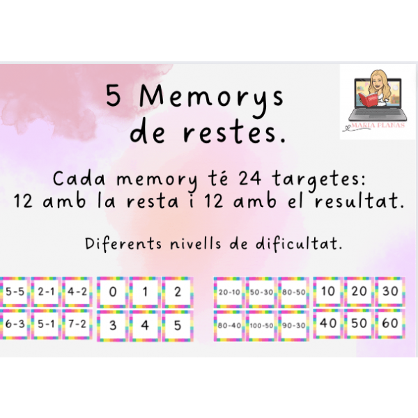 5 Memorys de restes. 24 targetes cada memory.