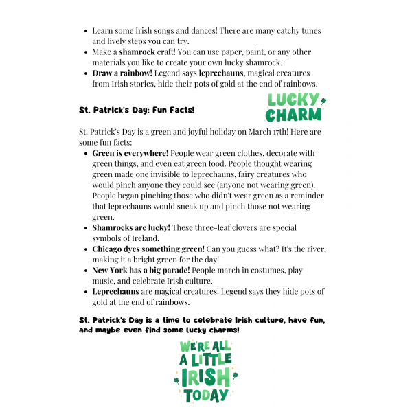 St. Patricks Reaading Comprehension