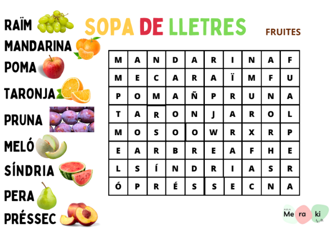 SOPA DE LLETRES PER CAMPS SEMÀNTICS