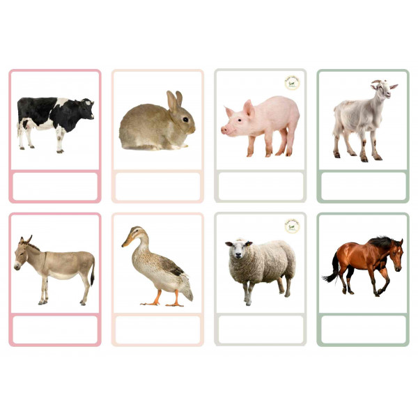 Tarjetas de lectorescritura gratis de la granja