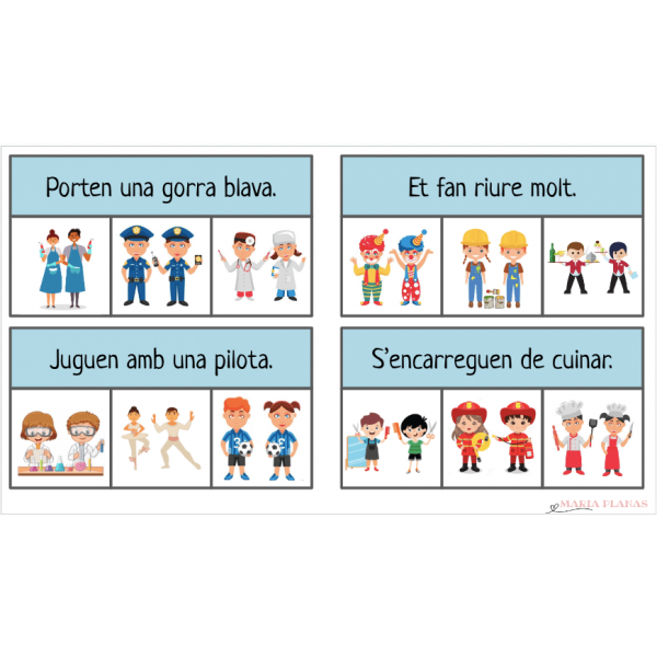 JOC LECTO. TRIA LA IMATGE CORRECTA. LECTURA ORACIONS. OFICIS. COEDUCACIÓ.