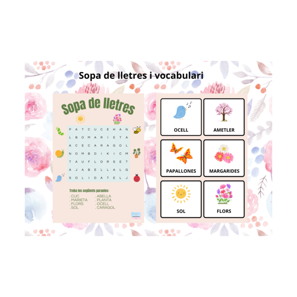SOPA DE LLETRES I VOCABULARI DE PRIMAVERA