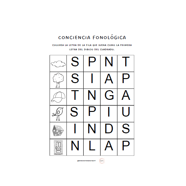 Fichas conciencia fonológica CI en CAST CAT