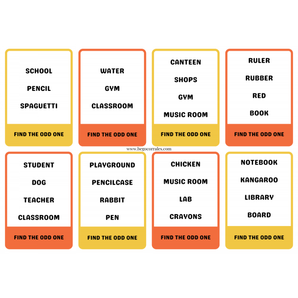 Odd one out vocabulary game A1