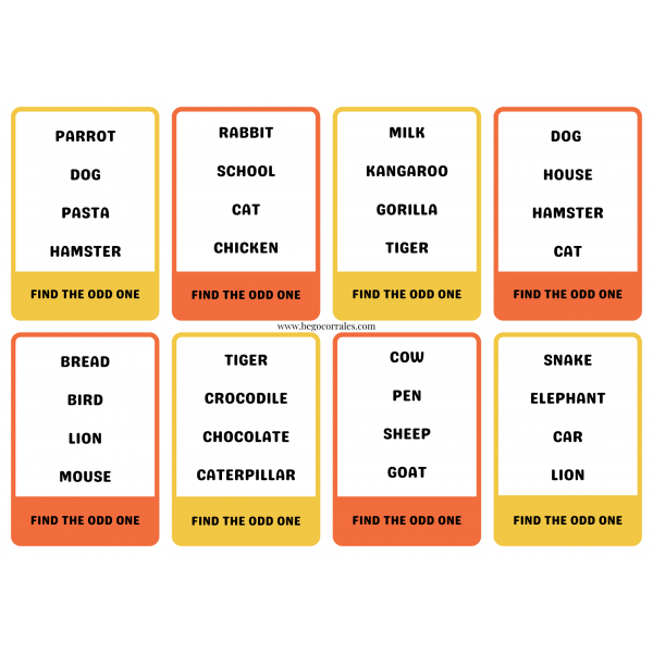 Odd one out vocabulary game A1