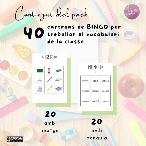 Bingo interactiu amb vocabulari de tornad a l'escola