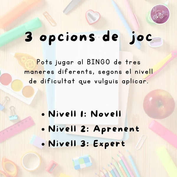 Bingo interactiu amb vocabulari de tornad a l'escola