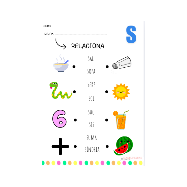 MOSTRA GRATUÏTA 5 FITXES LLETRA S. FITXES LECTURA I ESCRIPTURA PARAULES. LLENGUA CATALANA. CATALÀ. LLETRA DE PAL.