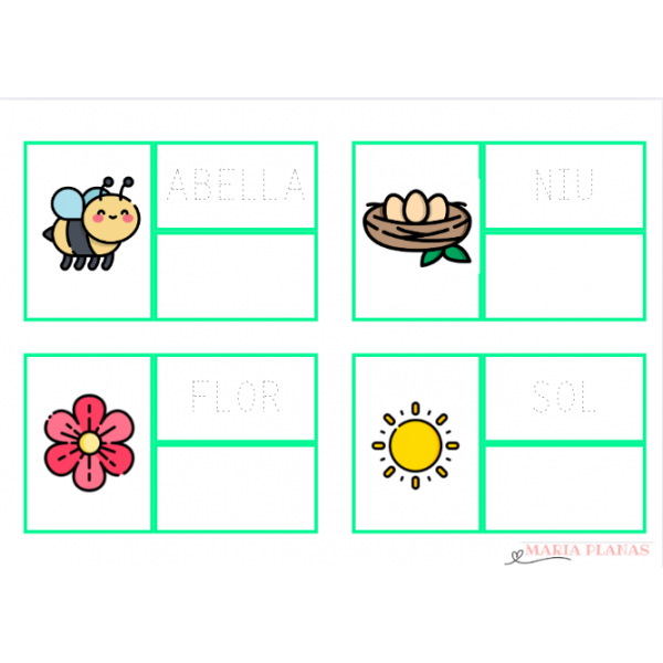 ACTIVITAT VOCABULARI DE PRIMAVERA: LECTURA DE PARAULES, REPASSA I ESCRIU LA PARAULA.