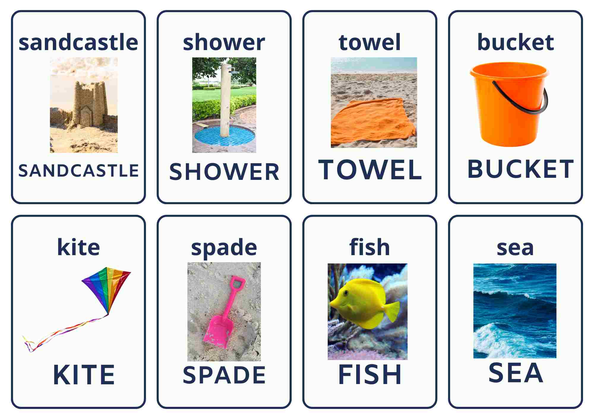 At the beach: writing words