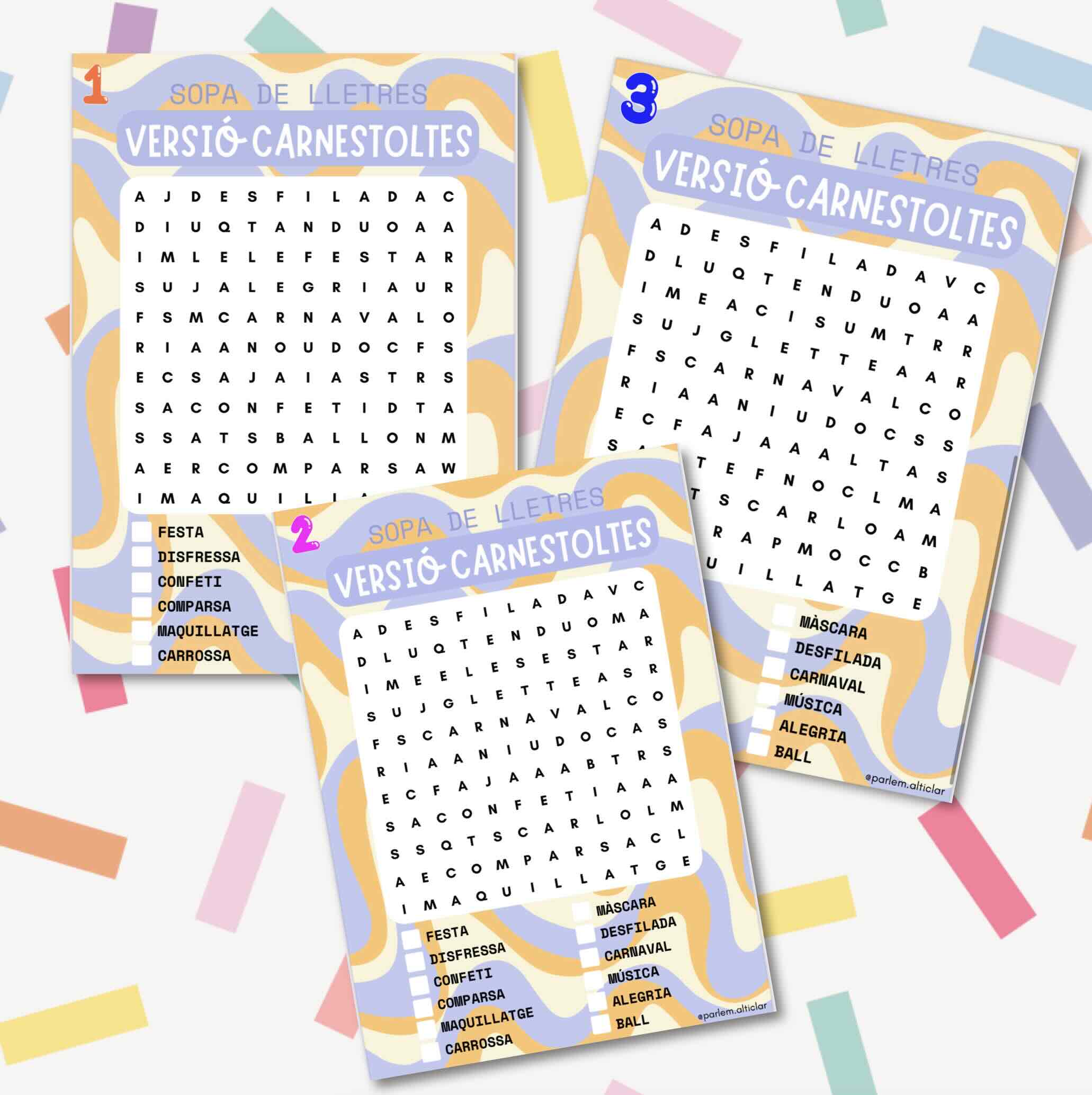 Sopa de lletres versió Carnestoltes