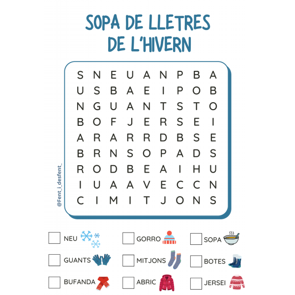 Sopes de lletres hivern i Carnaval