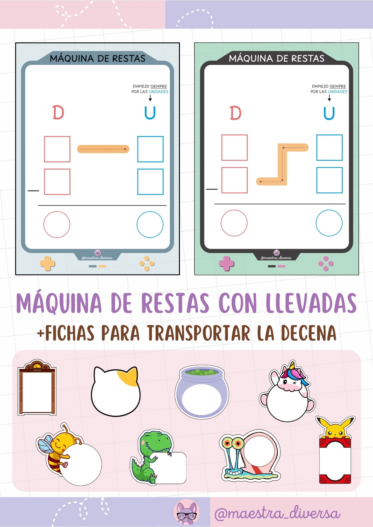 Máquina de restas con llevadas (modelo videoconsola)