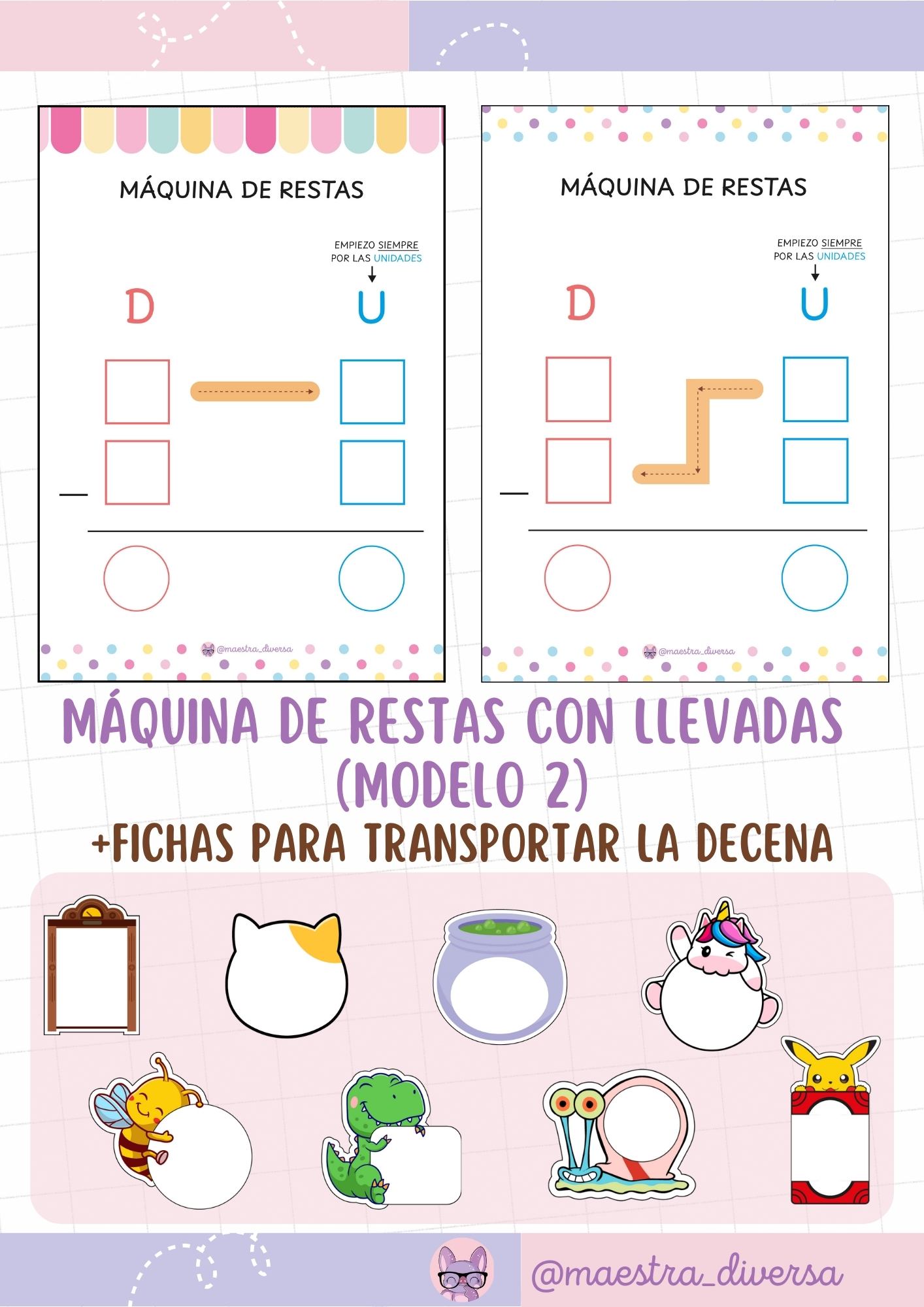 Máquina de restas con llevadas (modelo colorido)