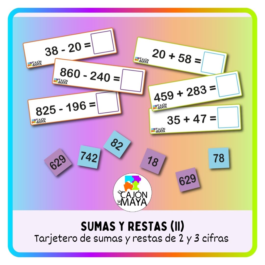 Tarjeterocon sumas y restas (2) - dos y tres cifras