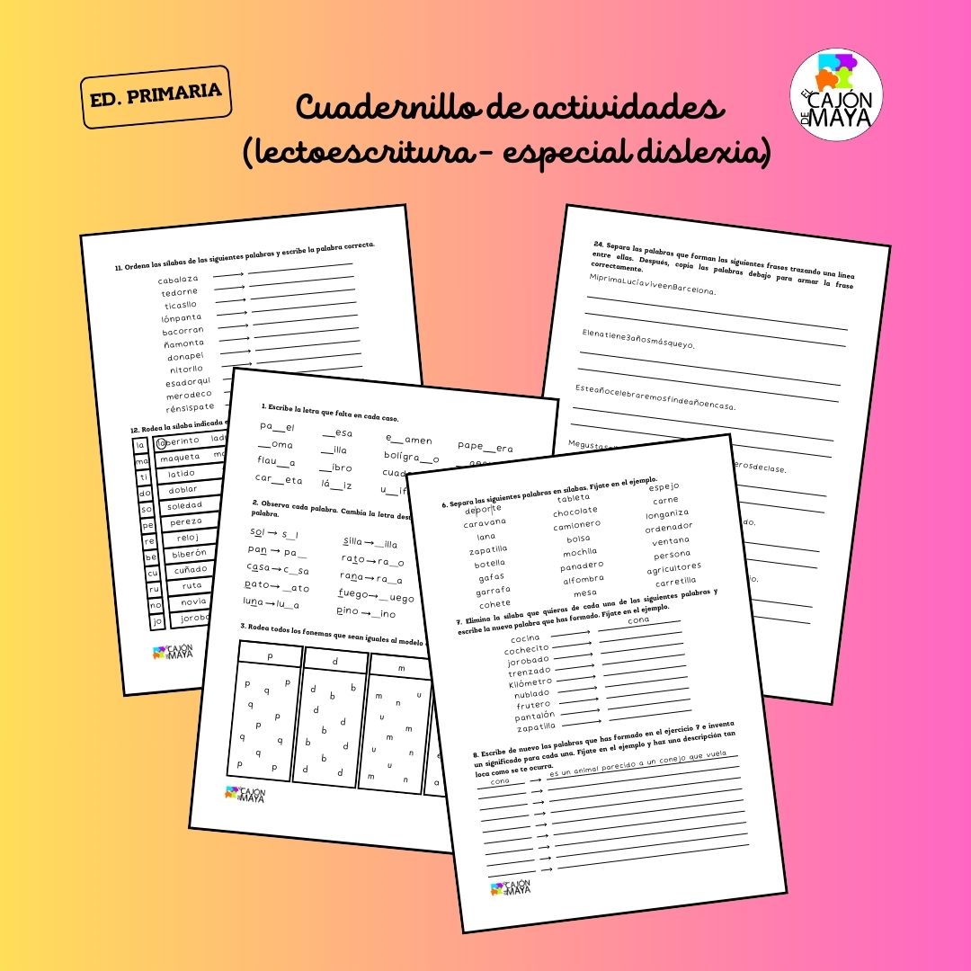 Cuadernillo de actividades de lectoescritura (3) - especial dislexia