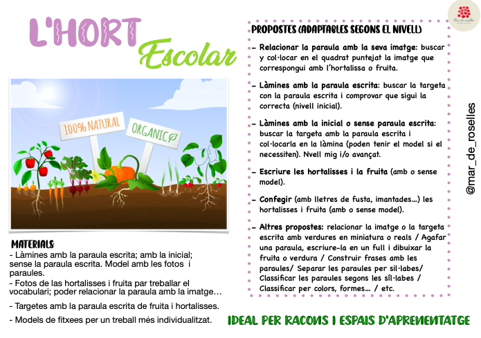 PACK HORT ESCOLAR: LECTOESCRIPTURA (català)