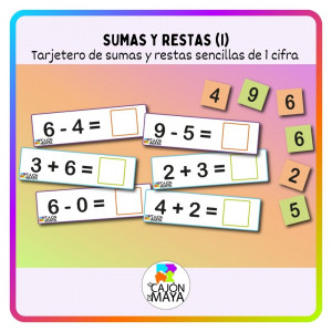 Tarjetero con sumas y restas (1) - una cifra