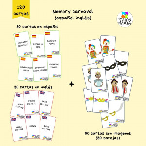 Juego de memoria de carnaval (español-inglés)