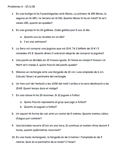 Problemes classificats 1