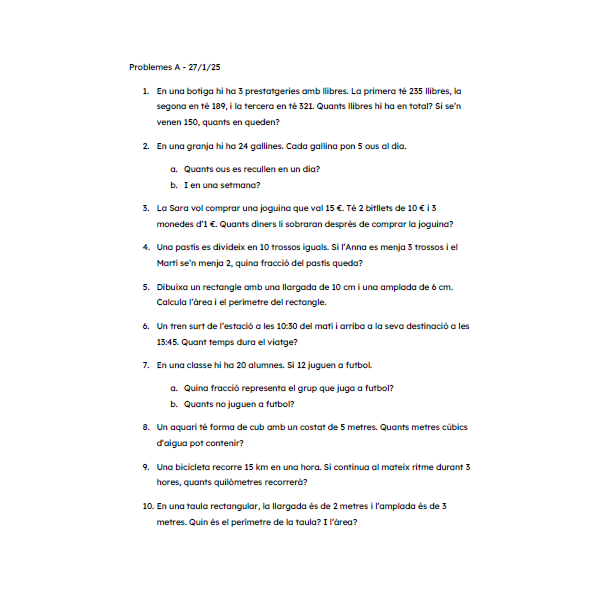 Problemes classificats 1