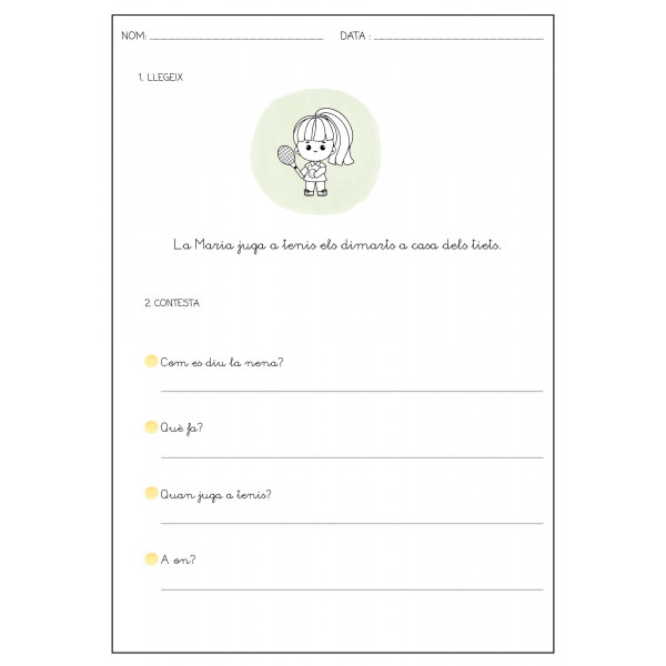 COMPRENSIONS LECTORES FRASE SIMPLE LLETRA PAL + LLETRA LLIGADA