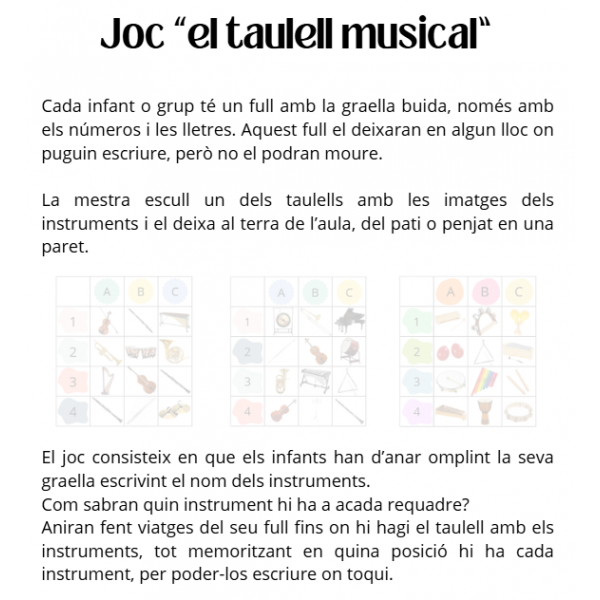 Taulell musical (orquestra simfònica i instruments de l'aula de música)