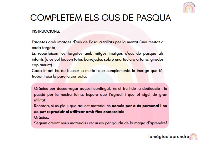 Profes Papel Tijera Completem els ous de Pasqua