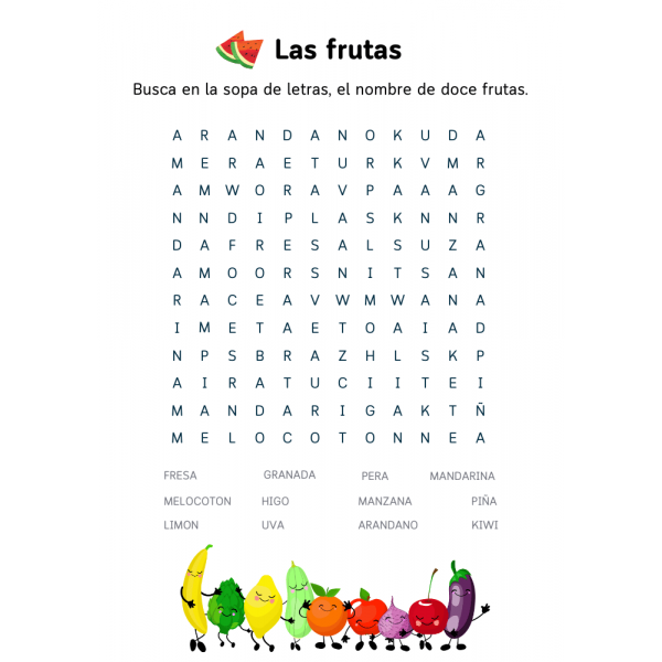 Dosier vocabulario "Los alimentos" en mayúscula.