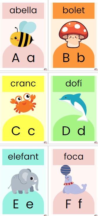 Abecedari il·lustratiu multicolor