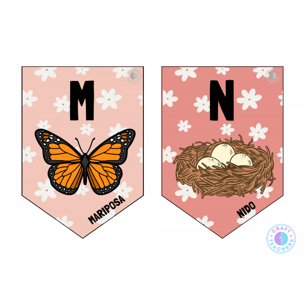Abecedario primavera banderines