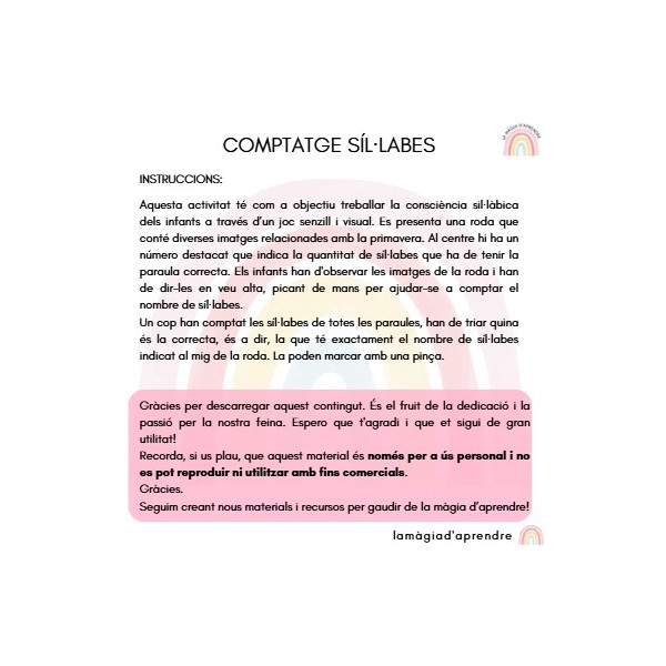 Comptatge síl·labes PRIMAVERA