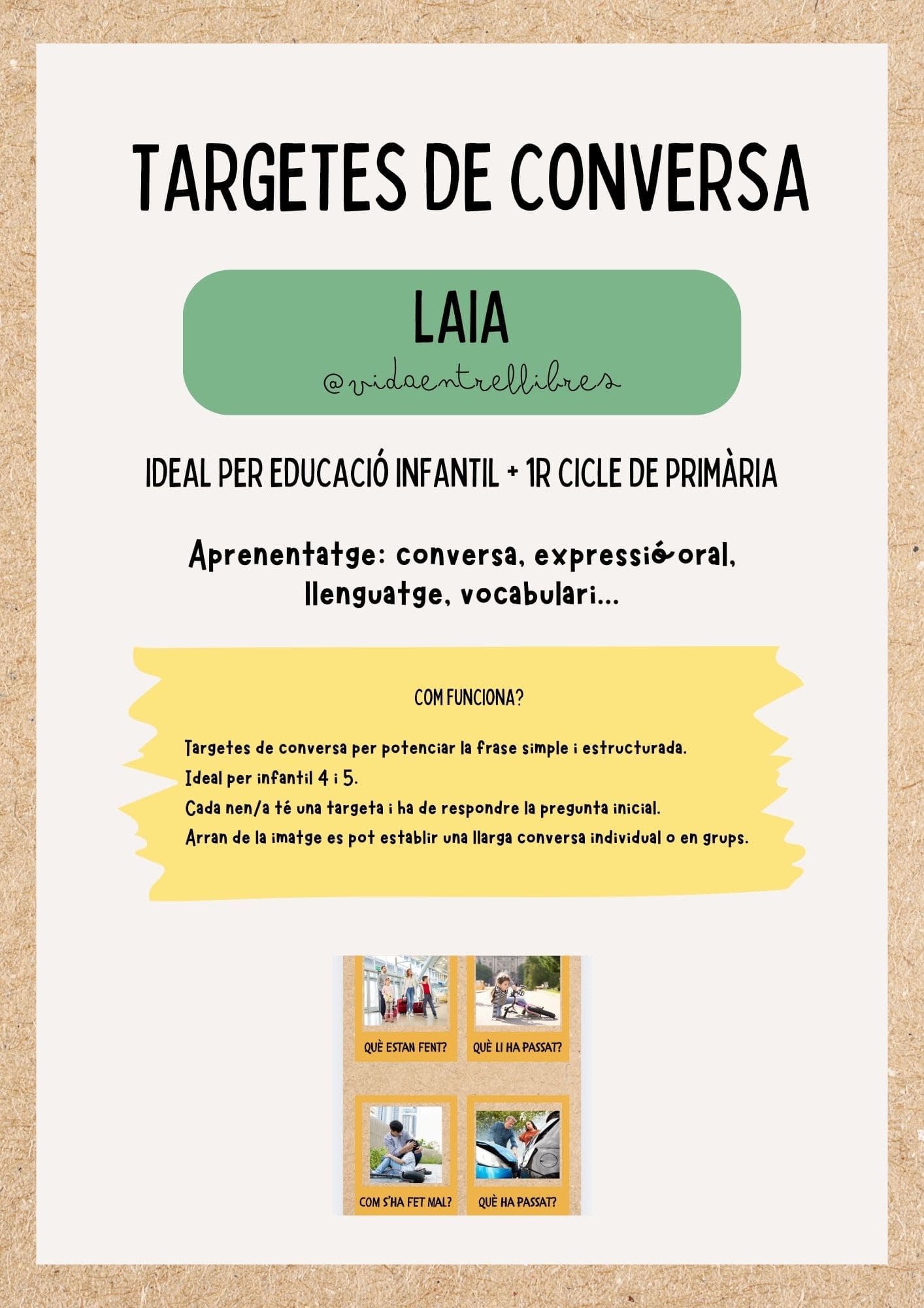 Targetes de Conversa per educació infantil