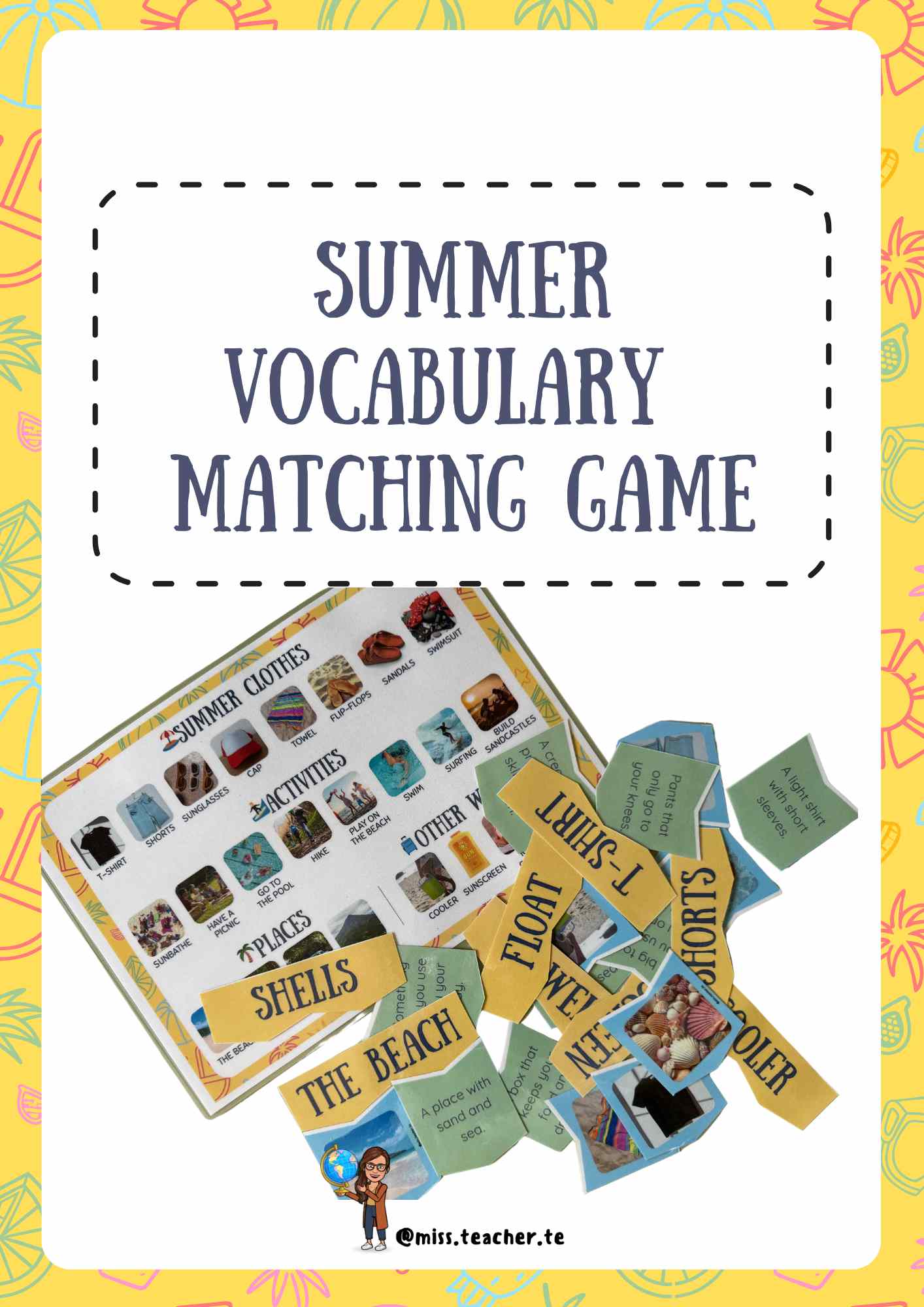 Summer Vocabulary: Matching game